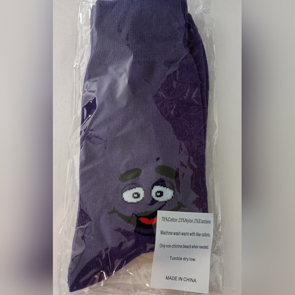 McDonald's Restaurants Fast Food Purple Grimace Adult Crew Socks NOS New